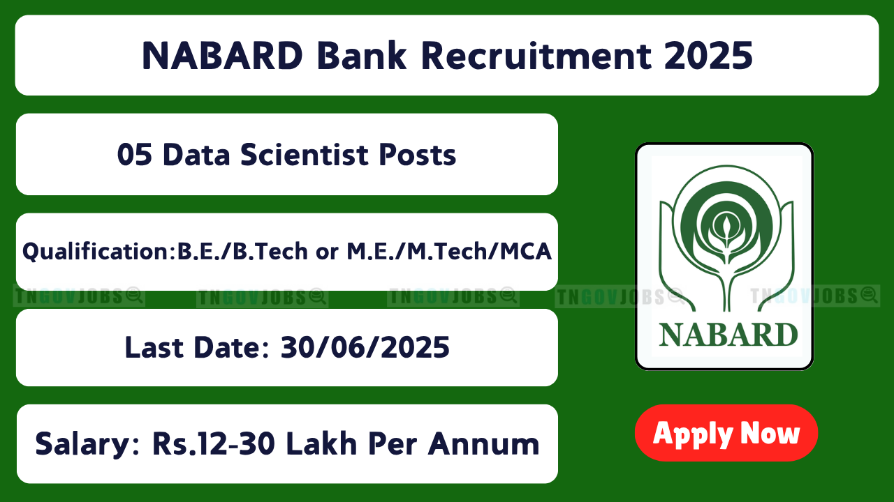 Apply online for NABARD Data Scientist and Specialist posts before 30 June 2025