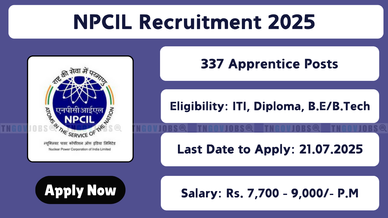 NPCIL hiring 337 Trade, Diploma, and Graduate Apprentices – Apply offline before 21 July 2025