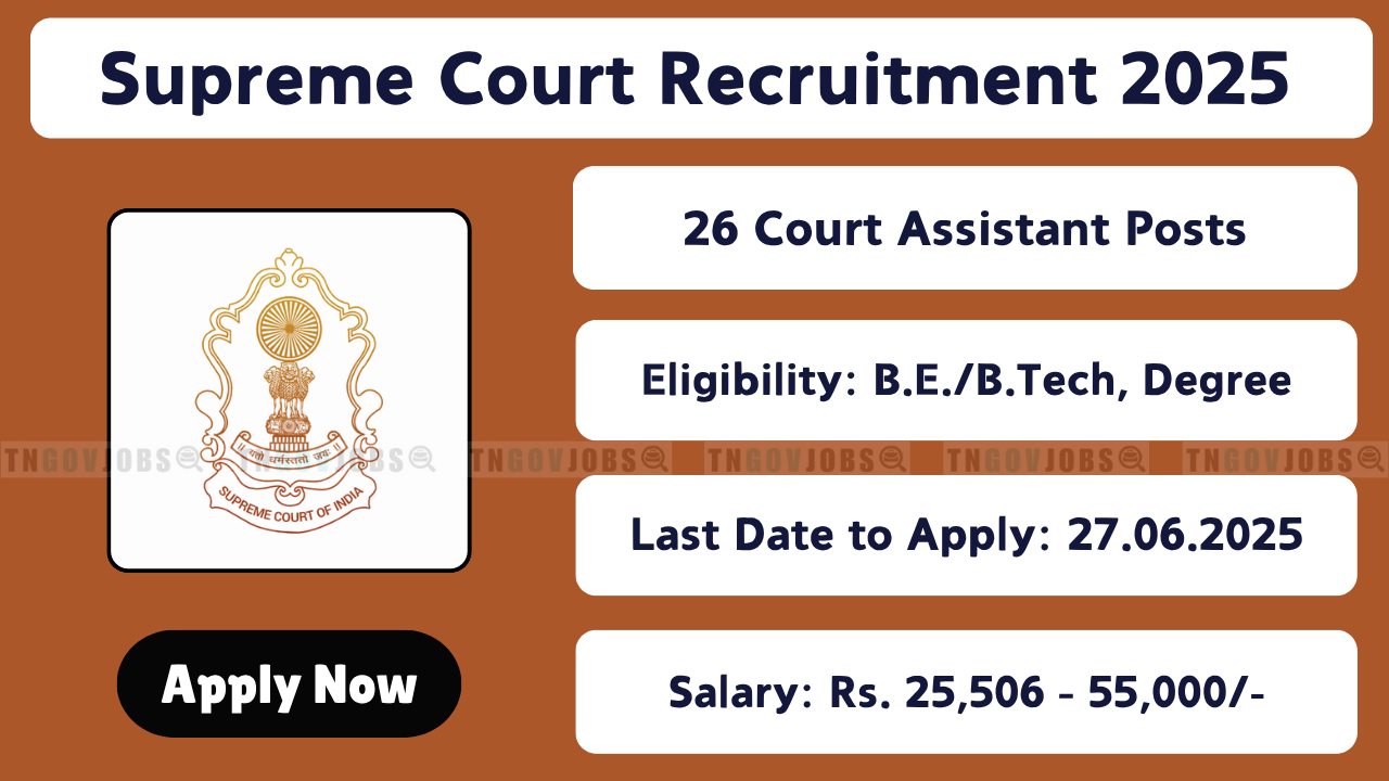 Supreme Court of India SCI Recruitment 2025 for Court Assistant and Programmer Posts – Apply Online