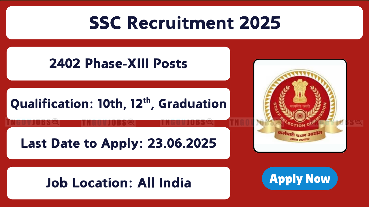 SSC Recruitment 2025 – 2423 Phase-XIII Posts Notification