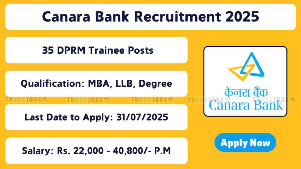 Canara Bank Securities Recruitment 2025 – 35 Posts for DPRM Trainee, Junior Officer & Others