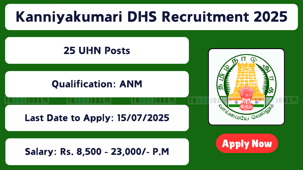District Health Society Kanniyakumari hiring 25 posts including Urban Health Nurse, Counselor & Pharmacist – July 2025