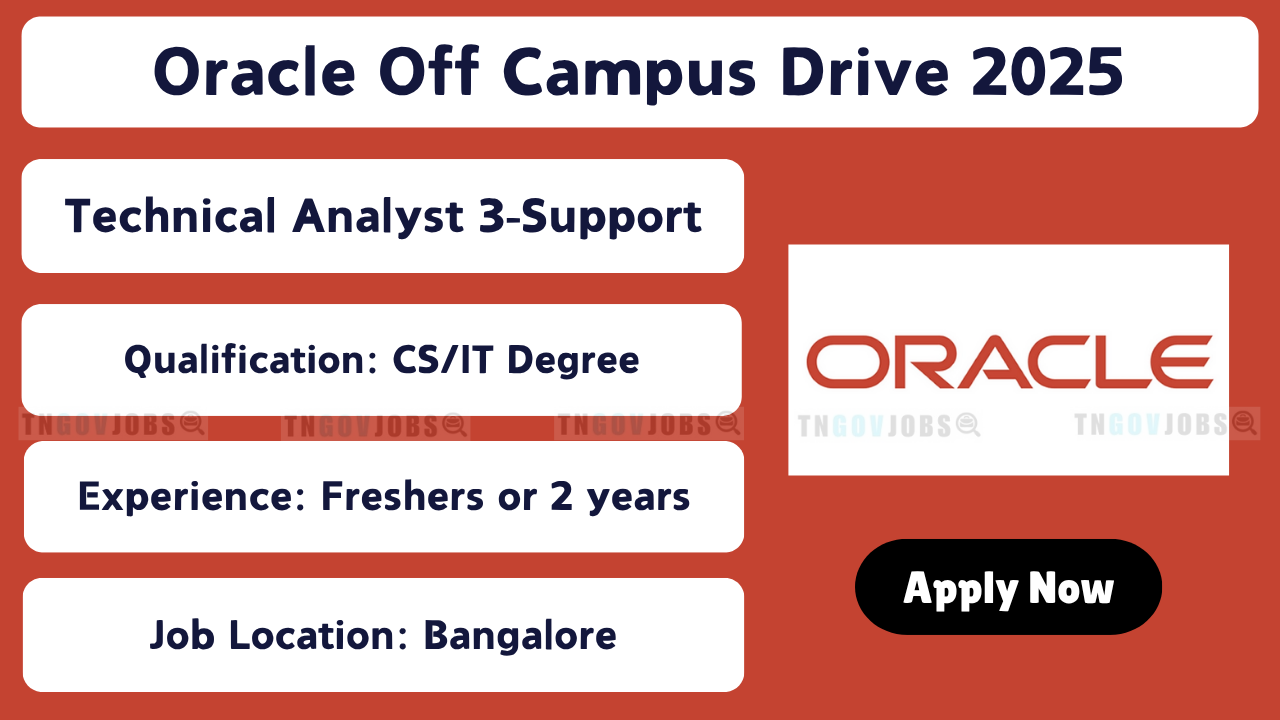 Oracle is hiring Technical Analyst 3-Support in Bangalore through Off-Campus Drive 2025 for early professionals