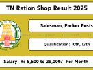 Tamil Nadu Civil Supplies Corporation Result 2025 for Salesman and Packer posts – Check District-wise merit list and interview selection status online.