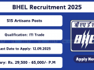 BHEL Recruitment 2025 – Apply Online for 515 Artisans Grade IV Posts