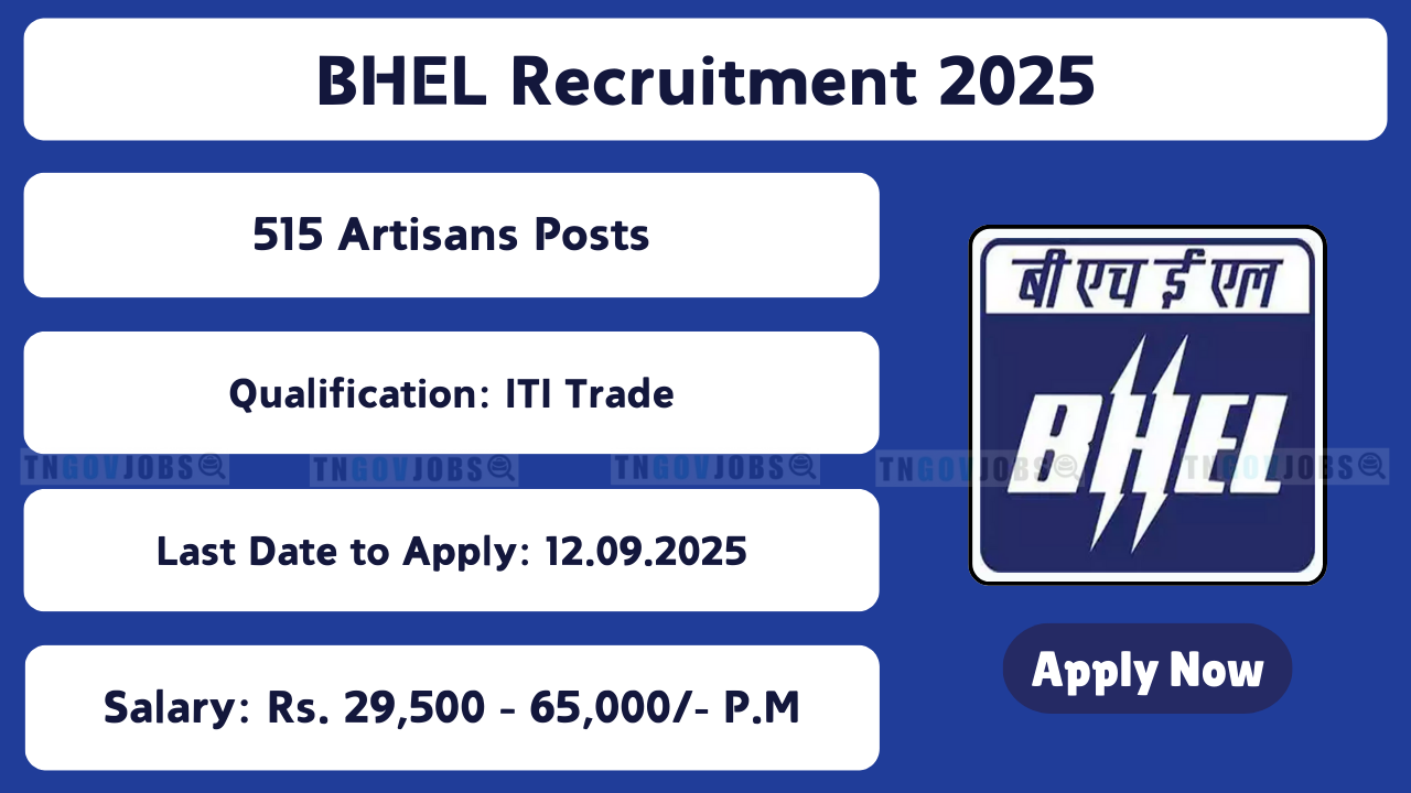 BHEL Recruitment 2025 – Apply Online for 515 Artisans Grade IV Posts