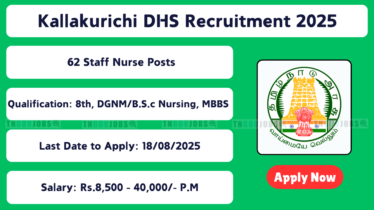 Kallakurichi DHS Recruitment Notification 2025 for 62 Posts