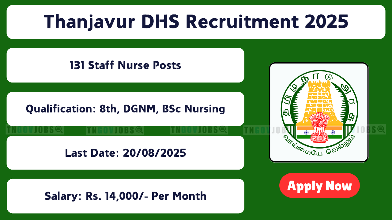 Thanjavur DHS Recruitment Notification 2025 for 131 Healthcare Posts