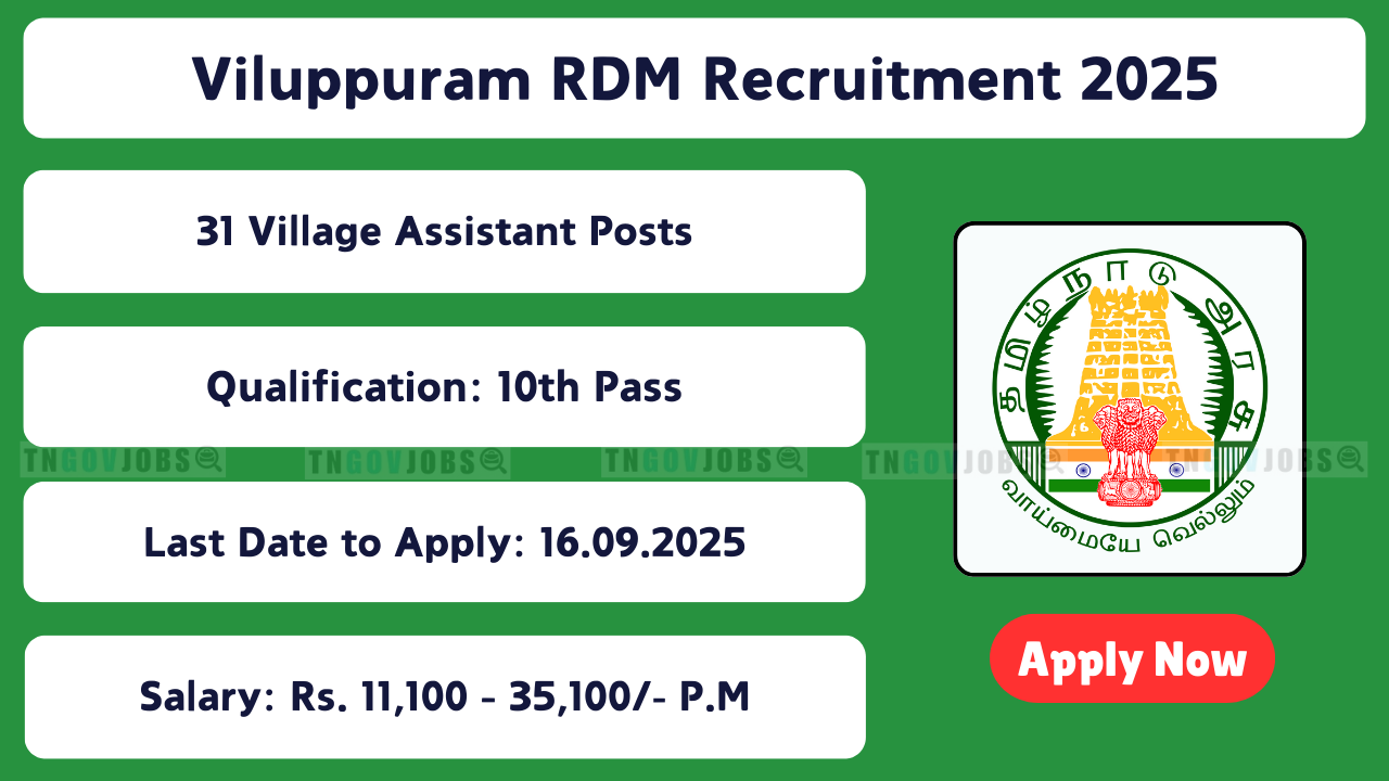 Viluppuram Revenue Department Village Assistant Recruitment Notification 2025