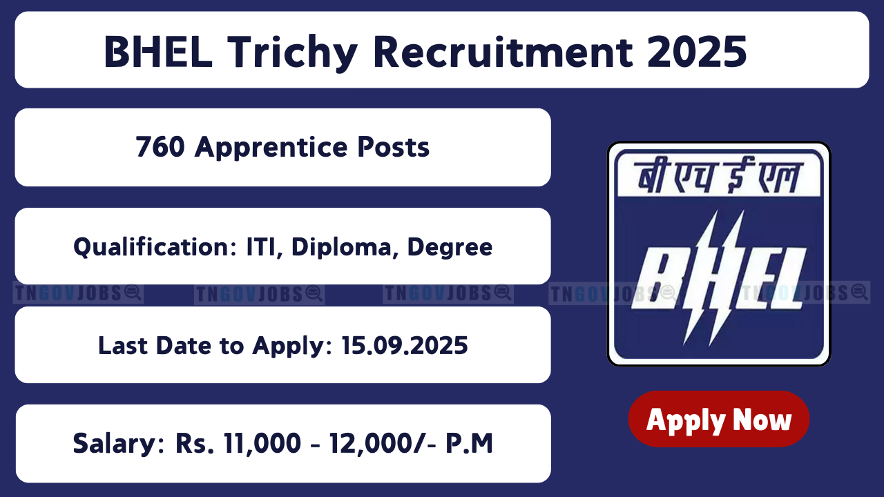 Apply online for BHEL Trichy 2025 recruitment – 760 Apprentice posts (Graduate, Technician, Trade)