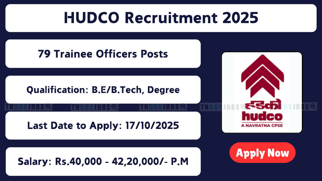 HUDCO Recruitment 2025 notification for 79 posts including Trainee Officers, Managers, AGM, DGM, and Senior Managers