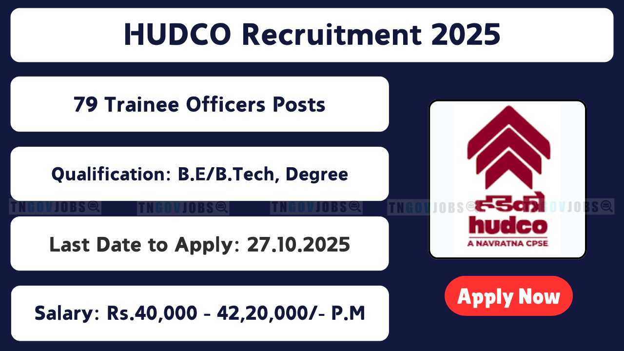 HUDCO Recruitment 2025 notification for 79 posts including Trainee Officers, Managers, AGM, DGM, and Senior Managers