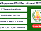 Viluppuram Revenue Department recruitment 2025 for 11 Village Assistant posts in Tamil Nadu