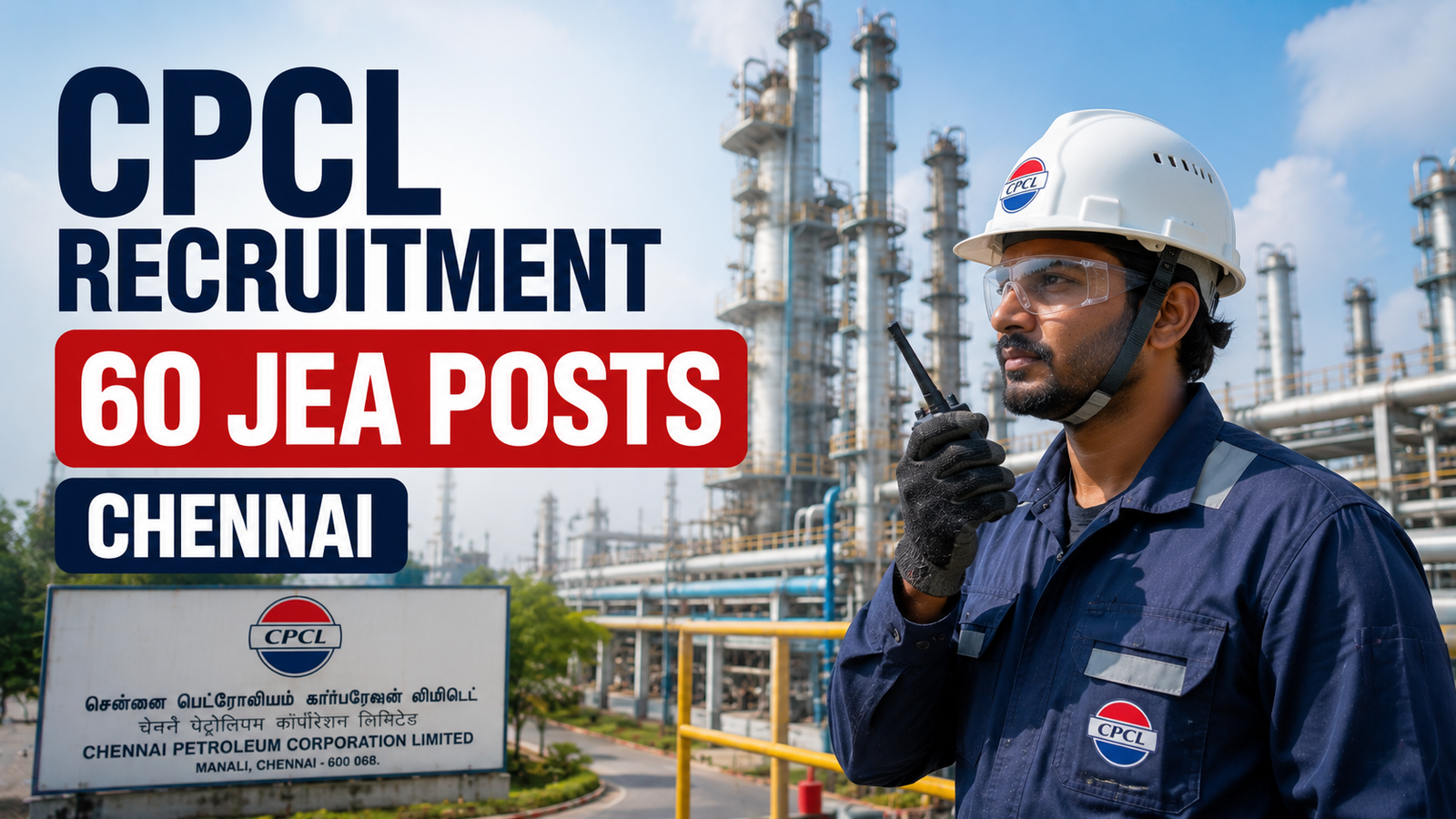 CPCL Recruitment 2026 60 Junior Engineering Assistant JEA Posts Chennai