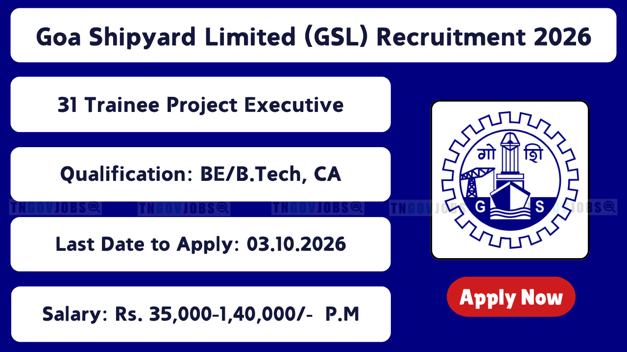 Goa Shipyard Limited (GSL) Recruitment 2026