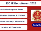 SSC Junior Engineer Recruitment 2026: 1748 Posts